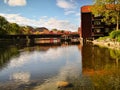 Architecture and waterfront of the city of Trondheim on the Nidelva River Royalty Free Stock Photo