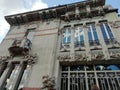 Architecture and windows of the 18th century liberty villa como Italy