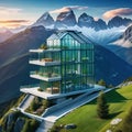 Architektur Konzept Brainstorming Skizze moderne Bauform der Zukunft eines Haus oder Bauwerk mit viel Glas Digital