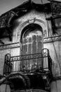 Architeture Details of Abandoned Hundred Years Old House, balconies in Black and White Royalty Free Stock Photo