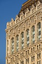 Architural detail of the 90 West Street building facade with intricate terracotta ornaments. Lower Manhattan, New York City