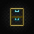 Archive,box neon icon. Blue and yellow neon vector icon Royalty Free Stock Photo