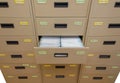 Archive cabinet with open drawer Royalty Free Stock Photo