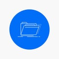 Archive, catalog, directory, files, folder White Line Icon in Circle background. vector icon illustration