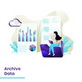 Archive Data website template design. Landing page Modern flat concept of web page design for website and mobile website