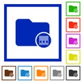 Archive directory flat framed icons