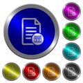 Archive document luminous coin-like round color buttons