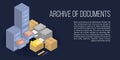 Archive of documents concept banner, isometric style