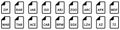 Archive file icon. Different formats of archive files. Vector linear icons Royalty Free Stock Photo