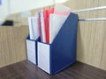 Archive files using a box on the work desk Royalty Free Stock Photo
