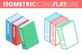 The archive folders. Isometric, 3d flat and outline icon set. Royalty Free Stock Photo