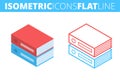 The archive folders. Isometric, 3d flat and outline icon set. Royalty Free Stock Photo