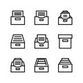 Archive icon set. Archive folder icon. Storage icon set. 9 icons. Royalty Free Stock Photo