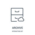 archive icon vector from interaction set collection. Thin line archive outline icon vector illustration Royalty Free Stock Photo