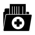 Archive report solid icon. Patient file vector illustration isolated on white. Medical folder glyph style design Royalty Free Stock Photo