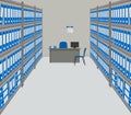 Archive. The room for storage of documents. Workplace of the archivist Royalty Free Stock Photo