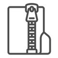 Archived files folder line icon, windows pack concept. Vector graphics. Folder with zipped files, folder and zipper sign