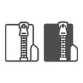 Archived files folder line and solid icon, windows pack concept. Vector graphics. Folder with zipped files, folder and