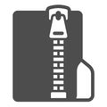 Archived files folder solid icon, windows pack concept. Vector graphics. Folder with zipped files, folder and zipper
