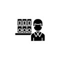 Archivist black icon concept. Archivist flat vector symbol, sign, illustration. Royalty Free Stock Photo