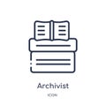 Archivist icon from museum outline collection. Thin line archivist icon isolated on white background Royalty Free Stock Photo
