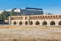 Archs of Allahverdi Khan Bridge, also named Si-o-seh pol bridge, across the Zayanderud river, in Isfahan, Iran, a famous historic