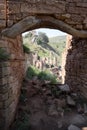 Archs and doors of abandoned ancient village Gamsutl, Dagestan