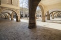 Archs in main square of Banyoles,Catalonia,Spain.