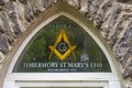 Archway above the entrance to Tobermory Masonic Lodge on the Isle of Mull Royalty Free Stock Photo