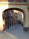 Archway at the alley of old town in Warsaw Poland