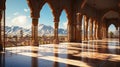 Archway of Beautiful Islamic Architectural Mosque Inside View Selective Focus Background Royalty Free Stock Photo