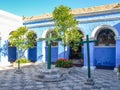 Archway with blue facade in Monastery of Santa Catalina