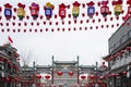 antern decoration and archway building in qianmen street in chinese new year