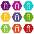 Archway decorative icons set 9 vector