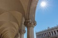 Archway of the Doge`s Palace Palazzo Ducale San Marco square Piazza San Marco Royalty Free Stock Photo