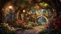 Archway in an enchanted fairy garden landscape Royalty Free Stock Photo