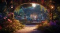 Archway in an enchanted fairy garden landscape Royalty Free Stock Photo