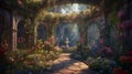 Archway in an enchanted fairy garden landscape Royalty Free Stock Photo