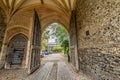 Archway at the end of a medieval tunnel in the city of Norwich