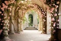 Archway Filled with Pink Roses