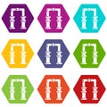 Archway icons set 9 vector