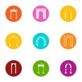Archway icons set, flat style