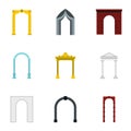 Archway icons set, flat style