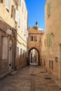 Archway in Old Jerusalem city street of Jewish Quarter Royalty Free Stock Photo