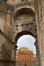 Archway of the Roman Coliseum in Rome, Lazio, Italy. Royalty Free Stock Photo