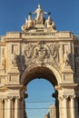 Arco da Rua Augusta in PraÃÂ§a do Comercio in Lisbon Royalty Free Stock Photo