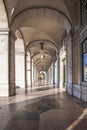 Arco da Rua Augusta, a triumphal arch on Rua Augusta in Lisbon, Portugal. Beautiful stone gate with gallery and historic building Royalty Free Stock Photo