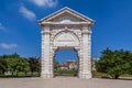 Arco das Portas de Sao Bento Triumphal Arch in Praca de Espanha Square, Lisbon, Portugal Royalty Free Stock Photo