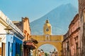 Arco de Santa Catalina and Volcan de Agua in Antigua Guatemala, Central America Royalty Free Stock Photo