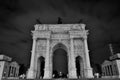 Arch of peace monument in Milan city night scene 